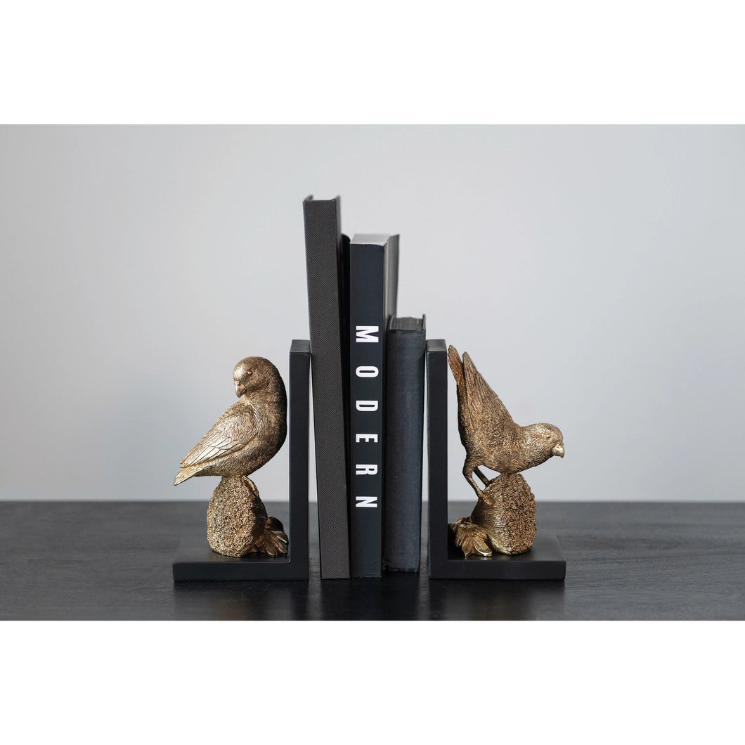 Parrot Bookends - Gold Finish