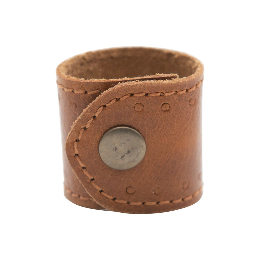 Leather Napkin Ring with Brass Snap Closure