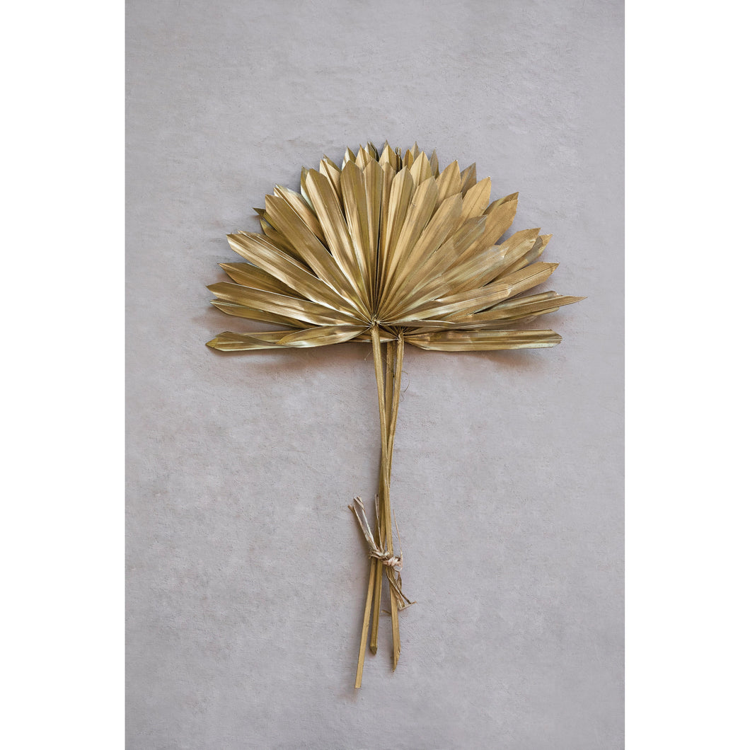 Dried Natural Sun Cut Palm Bunch with Gold Finish