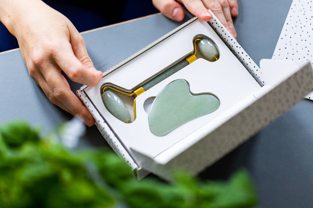 The Gua Sha Box - Jade Heart Stone + Roller
