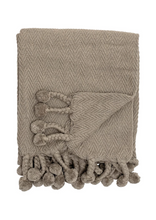 Load image into Gallery viewer, Throw Blanket with Pom Pom Tassels
